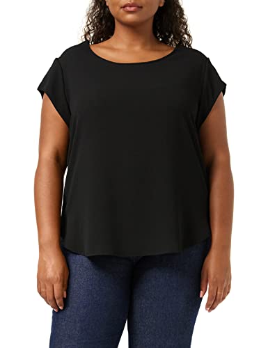 ONLY Damen Einfarbige Kurzarm Bluse | Basic Rundhals Ausschnitt | Blusen T-Shirt Blouse Oberteil ONLVIC, Farben:Schwarz, Größe:42