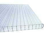 16 mm Stegplatte aus Polycarbonat, klar, Struktur 3-fach + X, Breite: 980, 1200, 2100 mm, Länge: 1000-7000 mm klar/farblos (2000 x 1200 mm)