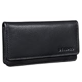 STILORD 'Lotta' Leder Geldbörse Frauen RFID und NFC Schutz Vintage Frauen Portemonnaie Quer mit Ausleseschutz in Geschenkbox, Farbe:schwarz