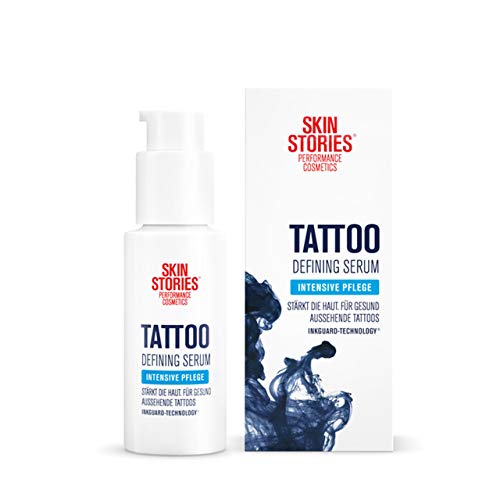 SKIN STORIES Defining Serum (1 x 50 ml), feuchtigkeitsspendende Tattoo Creme im praktischen Spender, tägliche Tattoo Pflege für gesund aussehende Tattoos
