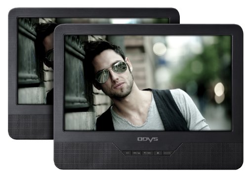 Odys Seal 9 tragbarer DVD-Player (mit zusätzlichem, drehbarem Bildschirm, 23 cm (9 Zoll), hochauflösendes digitales TFT-Display (800x480 Pixel), USB, SD-Card), Autopaket, Fernbedienung, schwarz