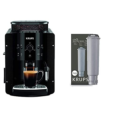 Krups Essential EA8108 Kaffeevollautomat | Espresso und Kaffee | mit CappucinoPlus- Milchdüse | Schwarz & F 088 01 Wasserfilter f. alle Orchestro-Modelle Espresso-/Kaffeemaschinenzubehör