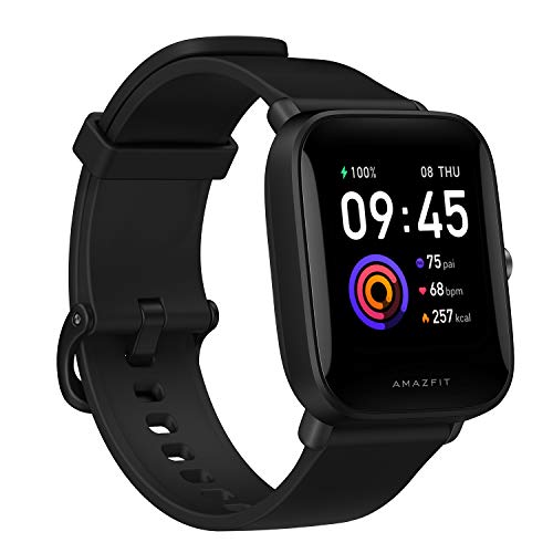 Amazfit Bip U Smartwatch 1,43 Zoll Fitness Uhr mit 60+ Sportmodi, Herzfrequenzmessung, Aktivitätstracker, Schlafindex, Schrittzähler für Damen Herren, Black, Normal