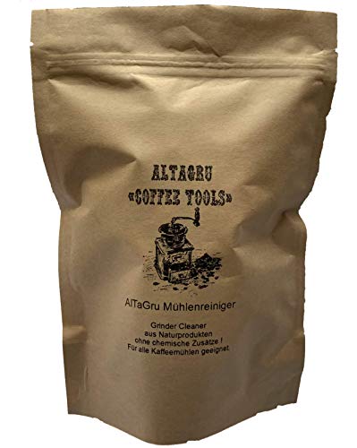 AlTaGru Mühlenreiniger 500g Packung zur schonenden Reinigung der Kaffeemühle auf Naturbasis - entfetten der Mahlscheiben - Neue Rezeptur zur Staubminderung