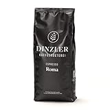 Dinzler Kaffeerösterei Espresso Roma 1kg | ganze Espressobohnen | Ideal für Siebträgermaschine & Vollautomat | Kräftiger Espresso | fantastische Crema