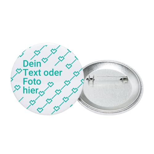Spreadshirt Personalisierbare Buttons Selbst Gestalten mit Foto und Text Wunschmotiv Buttons klein 25 mm (5er Pack), Weiß
