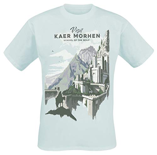 The Witcher Visit Kaer Morhen Männer T-Shirt hellblau M 100% Baumwolle Fan-Merch, Gaming, TV-Serien