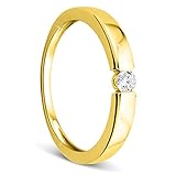 Orovi Damen Verlobungsring Gold Solitärring Diamantring 9 Karat (375) Brillianten 0.10crt GelbGold Ring mit Diamanten