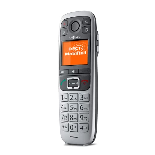 Gigaset E560HX – DECT-Mobilteil mit Ladeschale – Schnurloses Senioren-Telefon für Router und DECT-Basis - Fritzbox-kompatibel – Notruf mit 4 Nummern - Extralaut-Taste und große Tasten, Silber
