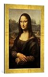 Gerahmtes Bild von Leonardo da Vinci Mona Lisa, Kunstdruck im hochwertigen handgefertigten Bilder-Rahmen, 40x60 cm, Gold Raya