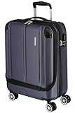 Travelite 4-Rad Handgepäck Koffer mit Vortasche erfüllt IATA Bordgepäckmaß, Gepäck Serie CITY: Robuster Hartschalen Trolley mit kratzfester Oberfläche, 073046-20, 55 cm, 40 Liter, marine (blau)