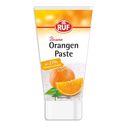 RUF Orangenpaste, in praktischer Dosiertube, wiederverschließbar, zum Aromatisieren von Teigen, Cremes und Desserts, glutenfrei und vegan, 1x50g