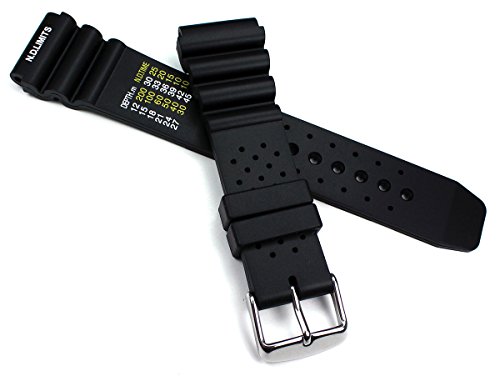 22mm schwarz Kautschuk Silikon Professionelles Armband Taucher Diver Uhrenarmband mit Wellen