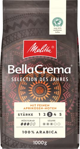 Melitta BellaCrema Selection des Jahres, Ganze Kaffeeebohnen, mit feinen Aprikosen- Noten, 100% Arabica, 1Kg