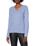ONLY Damen Warmer Strickpullover | Knitted Basic Stretch Sweater | Langarm V-Ausschnitt Shirt ONLCAMILLA, Farben:Blau, Größe:M