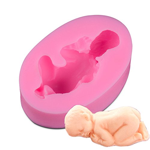 Qinlee Silikon Form Baby Form für Fondant Ausstecher Seife Schlafen Baby Engels 3D Silikon Fondant Kuchen Form