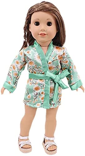 Aeromdale Puppen-Nachthemd mit Gürtel für 46 cm große amerikanische Puppe, Custume Outfits Zubehör - #E