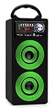 Beatfoxx Beachside BS-20BTG portabler Bluetooth-Lautsprecher - Tragbare Akku-Lautsprecherbox mit USB und SD-Anschlüssen - UKW-Radio, AUX-Eingang, Tragegriff und Fernbedienung - Grün