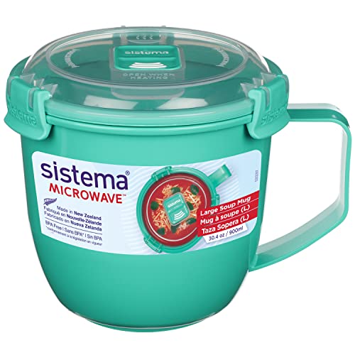 Sistema Microwave Suppentasse, groß | 900 ml | mikrowellengeeignete Frischhaltedose | BPA-freier Kunststoff | rot, 1 Stück (1er Pack)