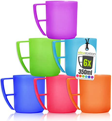 idea-station NEO Kunststoff Tassen Set 6 x 350 ml - bunt - Kaffeebecher Plastik - Camping Tasse