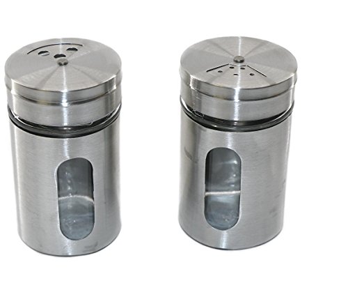 RMB® 2er Set Gewürz-Streuer XL Salz- und Pfeffer-Streuer aus Glas und Edelstahl