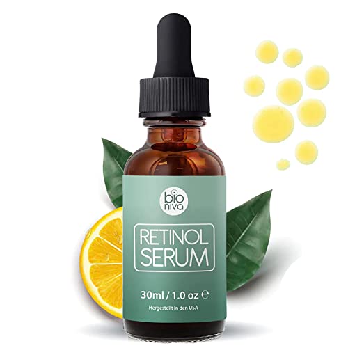 Retinol Serum Hochdosiert BIO mit Vitamin C & Vegan Hyaluronsäure - Bioniva Retinol Serum gegen falten und augenringe - Microneedling Anti-Aging Lift Serum, Für Gesicht, und Dekolleté