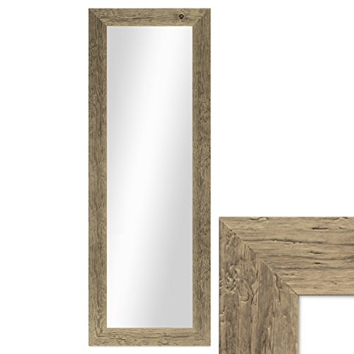 PHOTOLINI Wand-Spiegel 40x100 cm im Massivholz-Rahmen Strandhaus-Stil Breit Eiche-Optik Rustikal / Spiegelfläche 30x90 cm