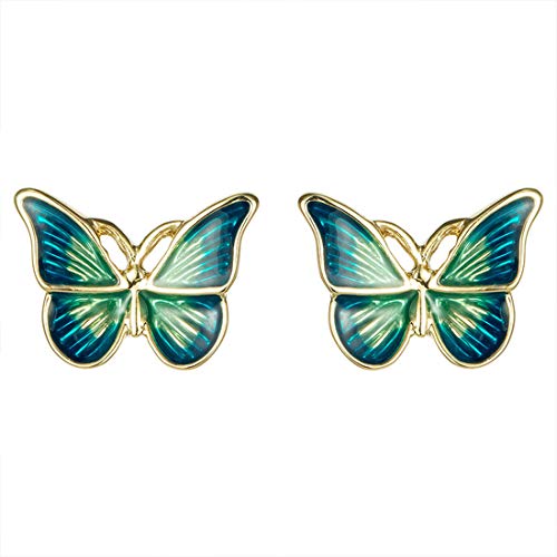 Ms. Swan 925 Sterling Silber Schmetterling Ohrringe Damen, Grün Schmetterlings-Ohrstecker Ohrringe für Frauen Damen Mädchen