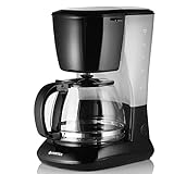 VORTEX Filterkaffeemaschine mit 1.25L Glaskanne VO4012 - Kaffeemaschine Schwarz für bis zu 12 Tassen - Kaffeefiltermaschine mit Warmhalteplatte - Filter Coffee Machine - Tropf-Stopp - 750 Watt