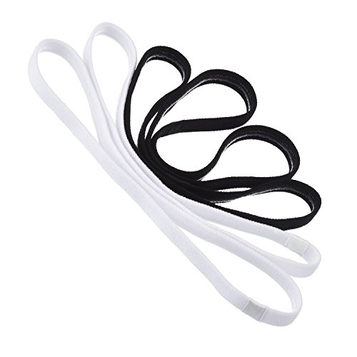 Sumind 4 Stück Dicke Anti-Rutsch Elastische Sport Stirnbänder Fußball Haar Stirnbänder für Damen Herren (Schwarz, Weiß)