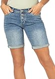 Sublevel Damen Jeans Bermuda-Shorts mit Denim Aufschlag Dark-Blue L