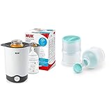 NUK Thermo Express Babyflaschenwärmer | schonendes Erwärmen & Milchpulver-Portionierer, BPA-frei, 3 Stück (1er Pack), petrol Farbe