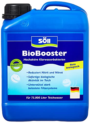 Söll 81430 BioBooster Teichbakterien für klares Wasser rein biologisch 2,5 l - hochaktive Klarwasserbakterien reduzieren Nitrit Nitrat im Gartenteich Fischteich Schwimmteich Koiteich