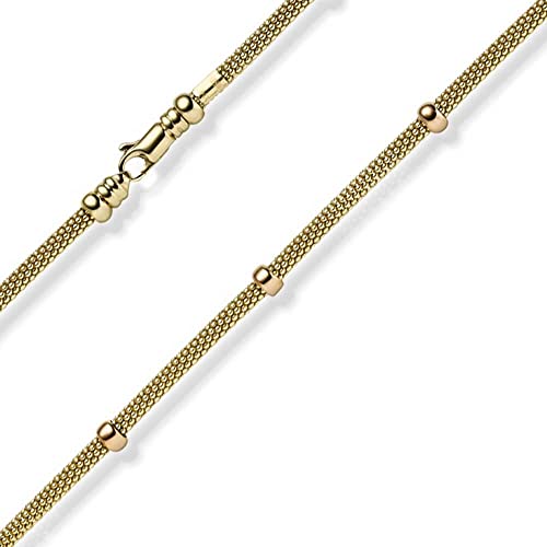 3mm Himbeer Kette Collier mit Rollo aus 585 Gold Gelbgold Rotgold 45cm