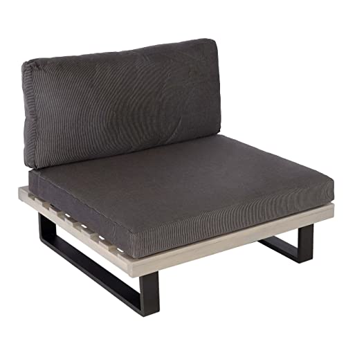 Mendler Lounge-Sessel HWC-H54, Garten-Sessel, Spun Poly Akazie Holz FSC-Zertifiziert Aluminium - grau, Polster dunkelgrau
