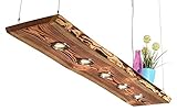 Blockholz-Schmiede Deckenlampe Holz geflammt für die Küche - Wohnzimmer vintage Hängelampe – Esszimmer Pendelleuchte – Deckenleuchte mit LED Beleuchtung (100cm 4 LEDs, 5w Warmweiß)