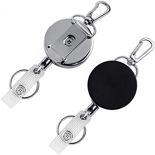 Einziehbarer Schlüsselanhänger,2Pack ARTAKA Jojo Hartplastik Schlüsselring mit Ausweishalter Clip,Schwarzer Schlüsselkette für ID Badge Holder,Kartenhalter Schlüsselbund,Schlüsselkarten Ausweis Hüle