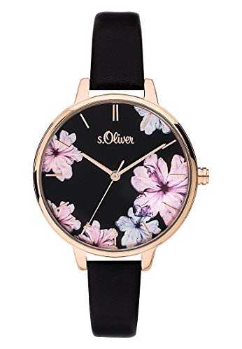 s.Oliver Damen Analog Quarz Uhr mit Leder Armband SO-3779-LQ
