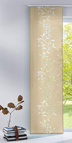Gardinenbox Moderner Flächenvorhang Raumtrenner Schiebegardine Tendril aus hochwertigem Ausbrenner-Stoff mit Paneelwagen, 245x60 (HxB), Sand, 85611