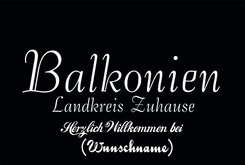 Crealuxe Fussmatte mit Wunschtext / Wunschname Balkonien - 60x40 cm - Gummi Rückseite / rutschfest - Filzoberfläche - Bedruckte Türmatte - Innenmatte - Schmutzmatte