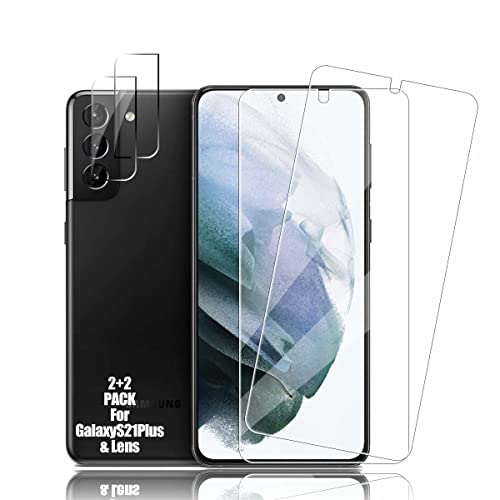 FEGYUJ Schutzfolie für Panzerglas für Samsung Galaxy S21 Plus, Fingerabdrucksensor Kompatible, Linse Schutzfolie, 3D Full Screen Panzerglasfolie, Displayschutzfolie für Galaxy S21 Plus [2+2 Pack]