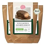 Bio Dinkelvollkornbrot Backmischung - Brotbackmischung Vollkorn für Dinkelbrot und Körnerbrot - Brotbackautomat geeignet - Bake with Love - (3er Pack)