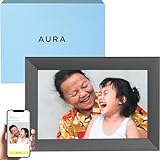 Aura Carver Intelligenter digitaler Bilderrahmen 10,1 Zoll HD WLAN Cloud Digitaler Fotorahmen, Kostenloser unbegrenzter Speicherplatz, Fotos von überall aus senden – Gravel