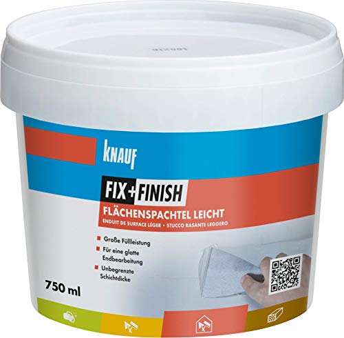 Knauf 593767 Fix+Finish Flächenspachel Leicht, weiß, 750 ml