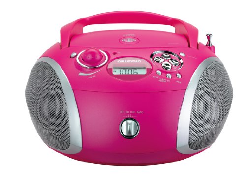 Grundig RCD 1445 Radio (USB 2.0) mit CD/-MP3/-WMA Wiedergabe pink/silber