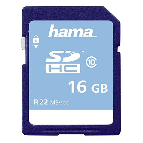 Hama Speicherkarte SDHC 16GB (SD-2.0 Standard, Class 10, High Speed, Datensicherheit dank mechanischem Schreibschutz, Beschriftungsfeld)