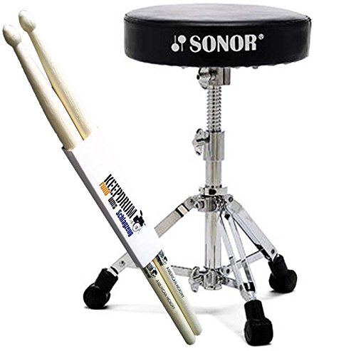 Sonor DT-2000 Drumhocker Schlagzeug Hocker + keepdrum Drumsticks 1 Paar