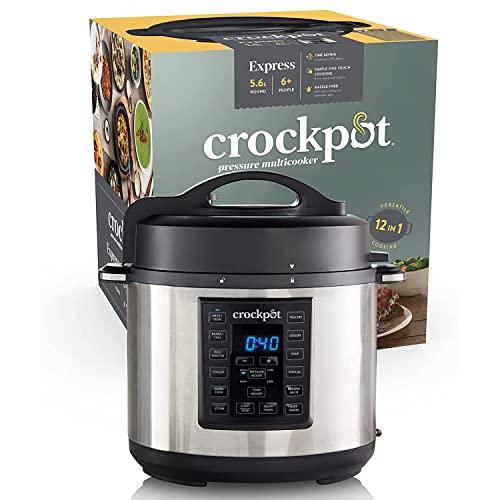 Crockpot Express Kocher | programmierbarer 12-in-1-Multikocher mit Schongarer sowie Dämpf- und Sauté-Funktion | 5,6 Liter (6–7 Personen) | Edelstahl [CSC051X]