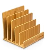 PIETVOSS Briefablage - Edle Dokumentenablage aus Bambus-Holz mit 5 Fächern - Schreibtisch Ablage & Organizer