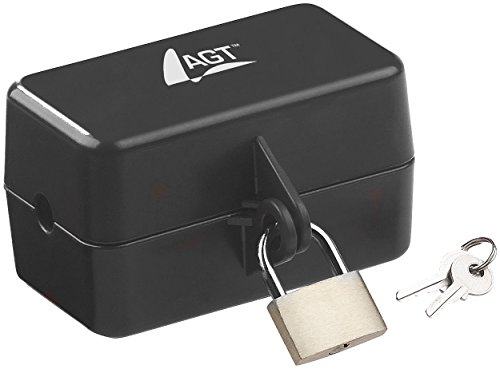 AGT Steckerschloss: Abschließbare Stromstecker-Schutzbox mit Vorhängeschloss, 2 Schlüssel (Stecker Safe abschließbar)